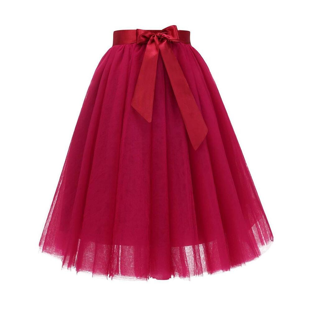 4742 Tulle Skirt A Line Knee Length Tutu Tulle Prom Party Skirt Plus Size